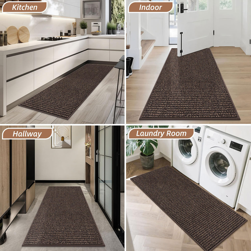 Dirt Trapper Door Mat 20" x 48", Non-Slip Washable Doormats, Mocha