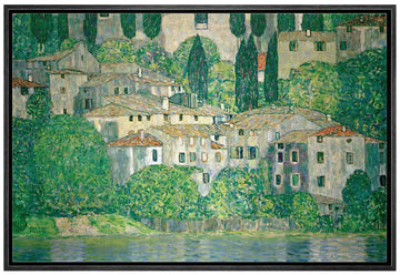 Framed Canvas Print Wall Art Church in Cassone Landscape Gustav Klimt Classic Illustrations Fine Art Decorative