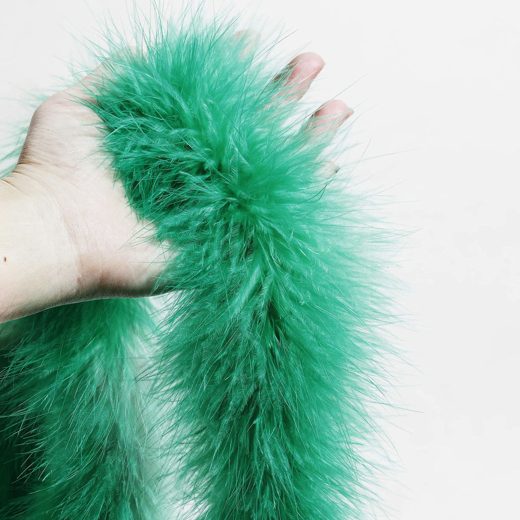 Green Feathers Boa for DIY Craft Projects, 2 Pcs 22g 2 Yards