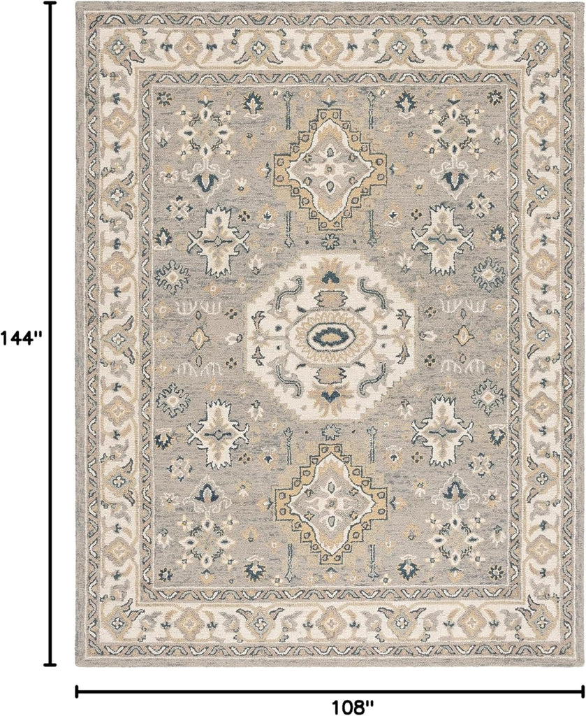 Aspen Area Rug - 9' x 12', Moss & Ivory, Handmade Traditional Wool