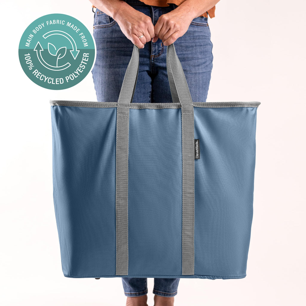 Collapsible Laundry Baskets, 64L Caddy 2 Pack, Denim Gray