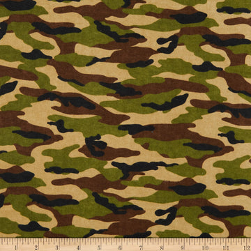 Comfy Flannel Traditional Camo Green, Fabric by the Yard