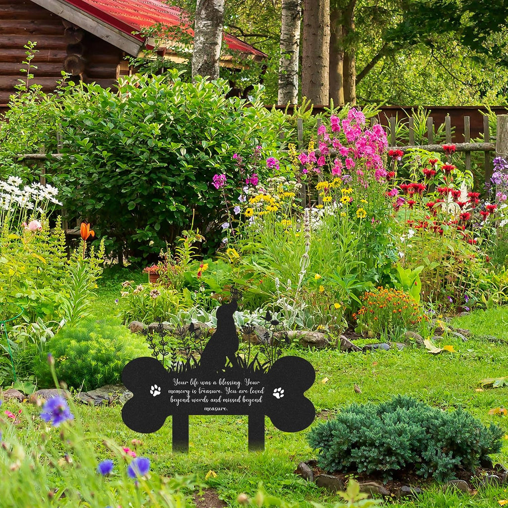 Pet Grave Markers for Dog, Metal Pet Memorial Garden Cemetery Decor