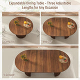 41 in-78 in Extendable Dining Room Table for 4-8, Round Expandable Kitchen Table with Fluted Base, Modern Farmhouse