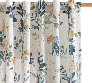 Flax Linen Sheer Curtains 54 Inch Length 2 Panels Teal