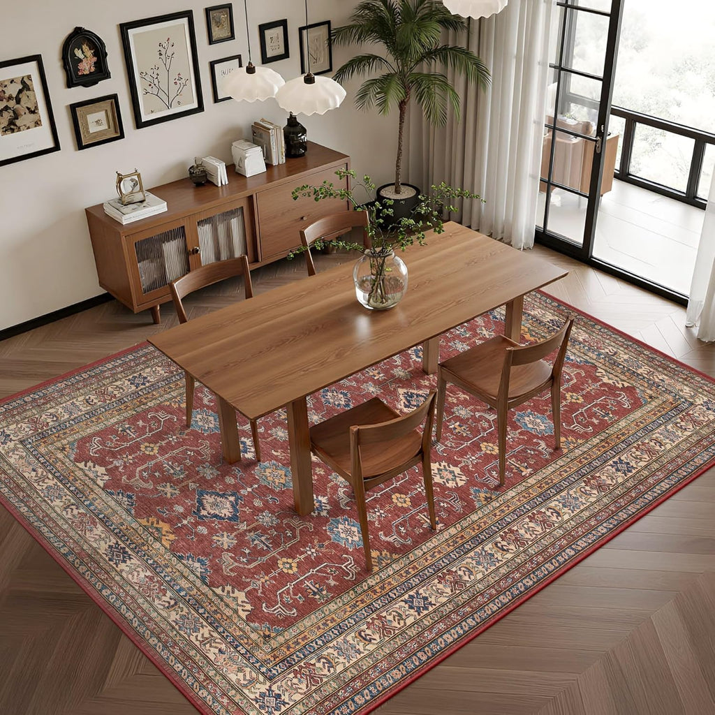 9x12 Area Rug - Stain Resistant Washable Area Rug, Anti Slip Backing Area Rugs 9x12 Living Room, Vin