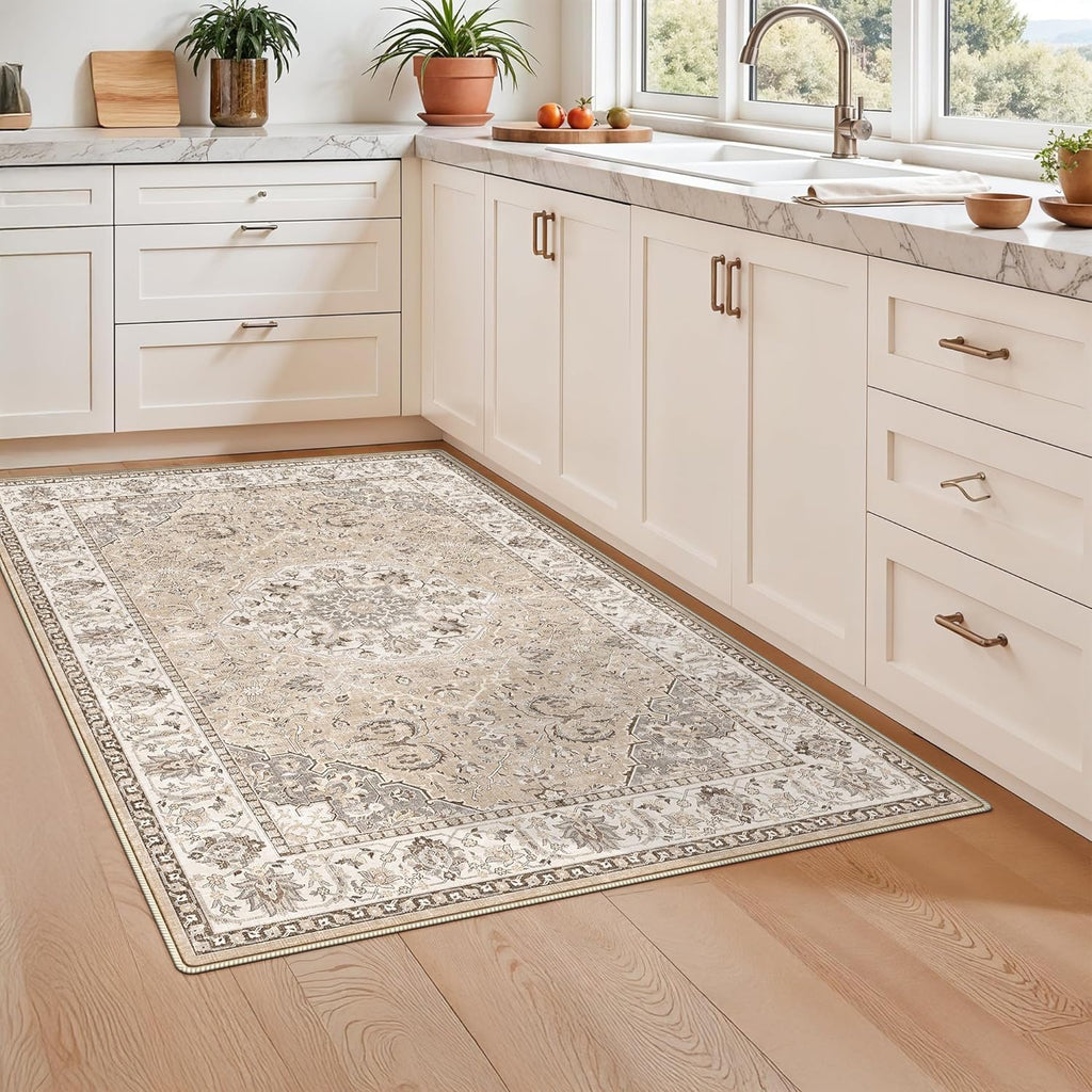 3x5 Living Room Area Rugs: Vintage Washable Non-Slip Rug