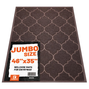 Door Mat, 46x35, Brown, Indoor Outdoor Front Entryway Doormat