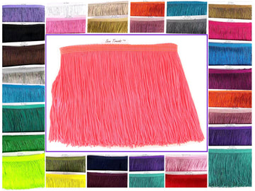 4" Long Chainette Fringe Thread Yarn Tassel Trim Braid Fringe for Crafts Sewing and Decor-Highlighter NEON - 5 Yards