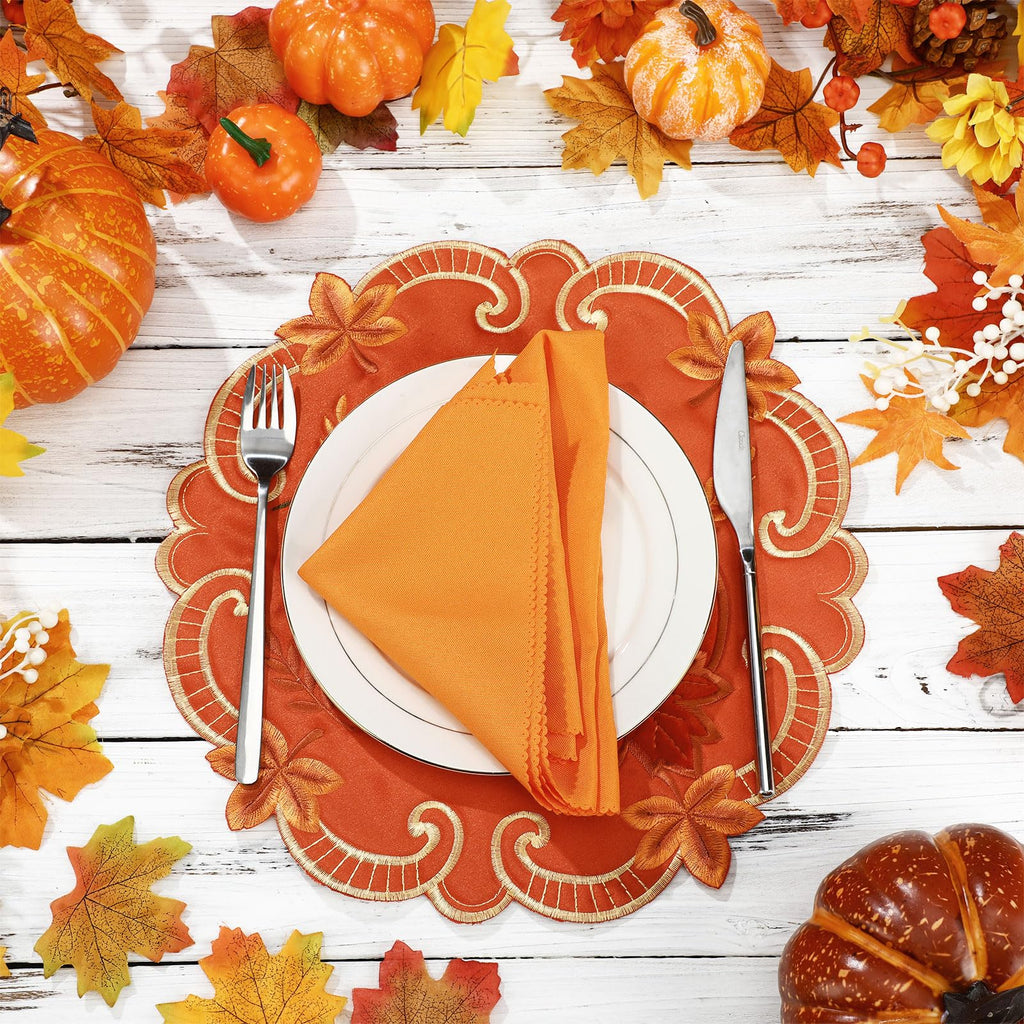 6 Pcs Thanksgiving Placemats Fall Pumpkin Velvet Table Placemat