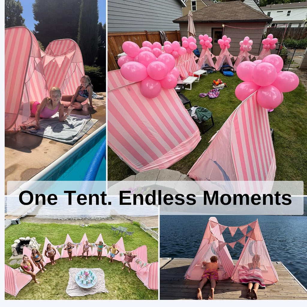 Patented Sleepover Tent Kit for Girls - Pop-Up Teepee with Fairy Lights, Bunting, Balloons & Dream Keeper | Birthday