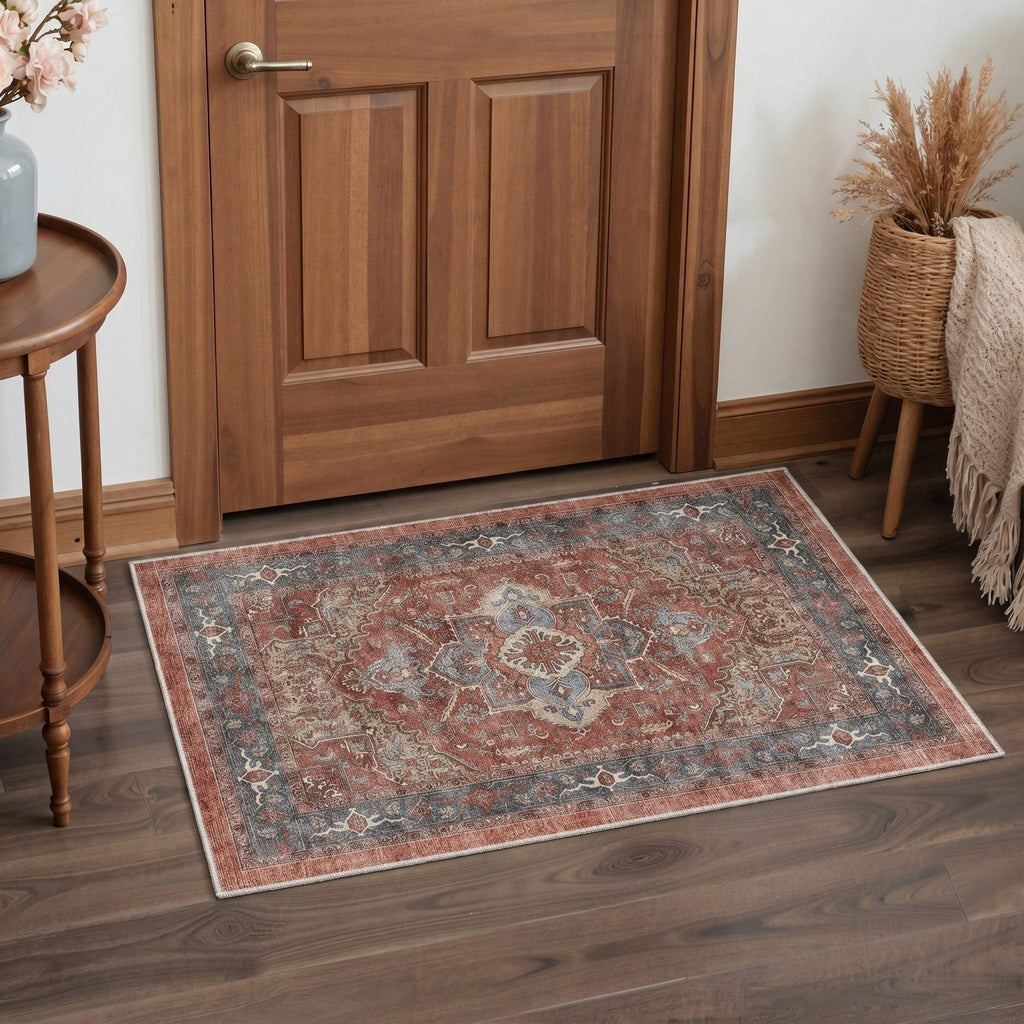 Area Rug, Washable Boho Medallion Non Slip Thin
