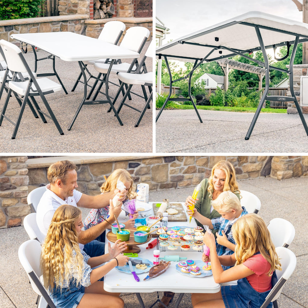 6-Foot Fold in Half Table, Light Commercial, White Granite