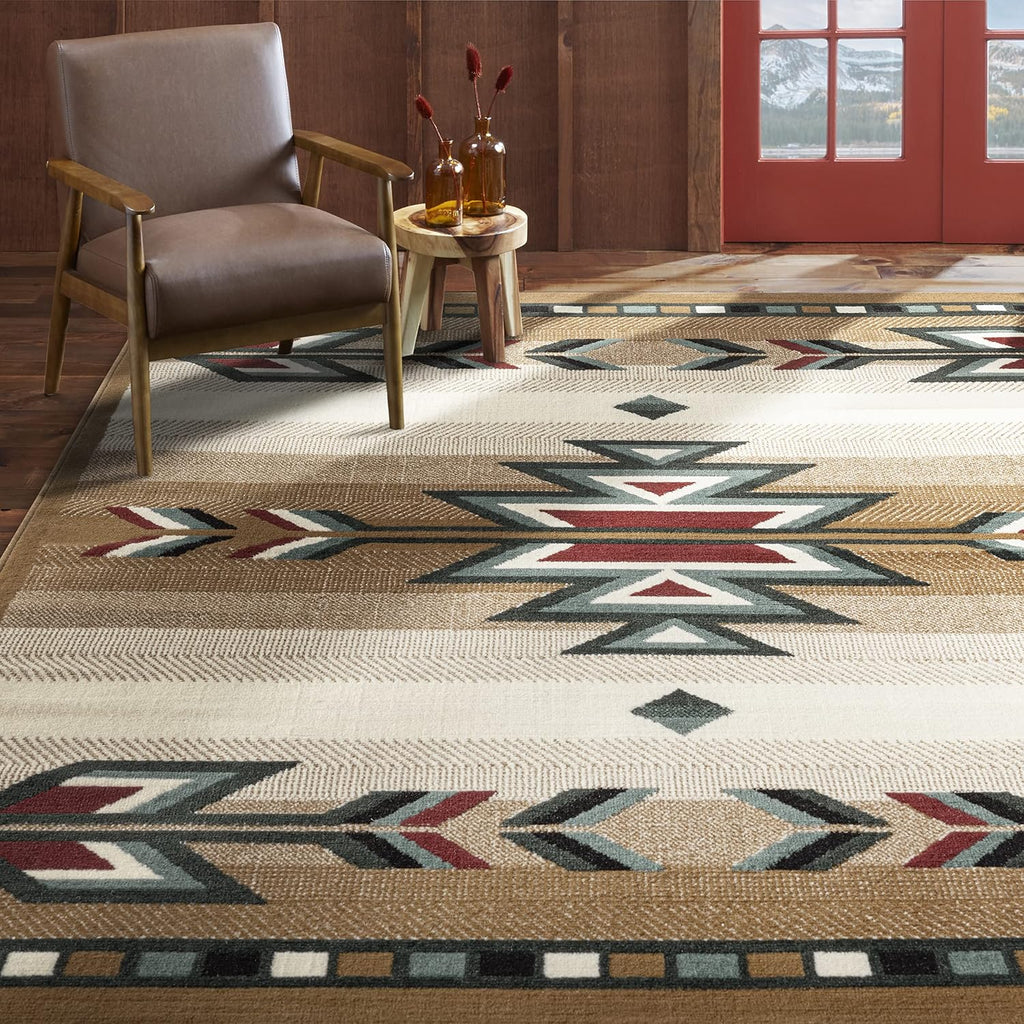 Dynamix Premium Sagrada Southwestern Geometric Area Rug Beige/Green, 5'2"x7'4"