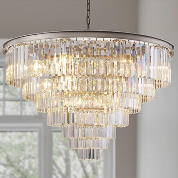 Inspired Odeon Style Nickel Crystal 7-Tier Modern Chandelier W39" - A107-B09J8M66QZ