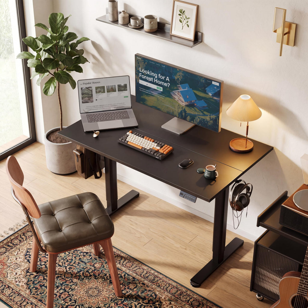 Electric Height Adjustable Standing Desk, 40x24 Inch, Deep Black