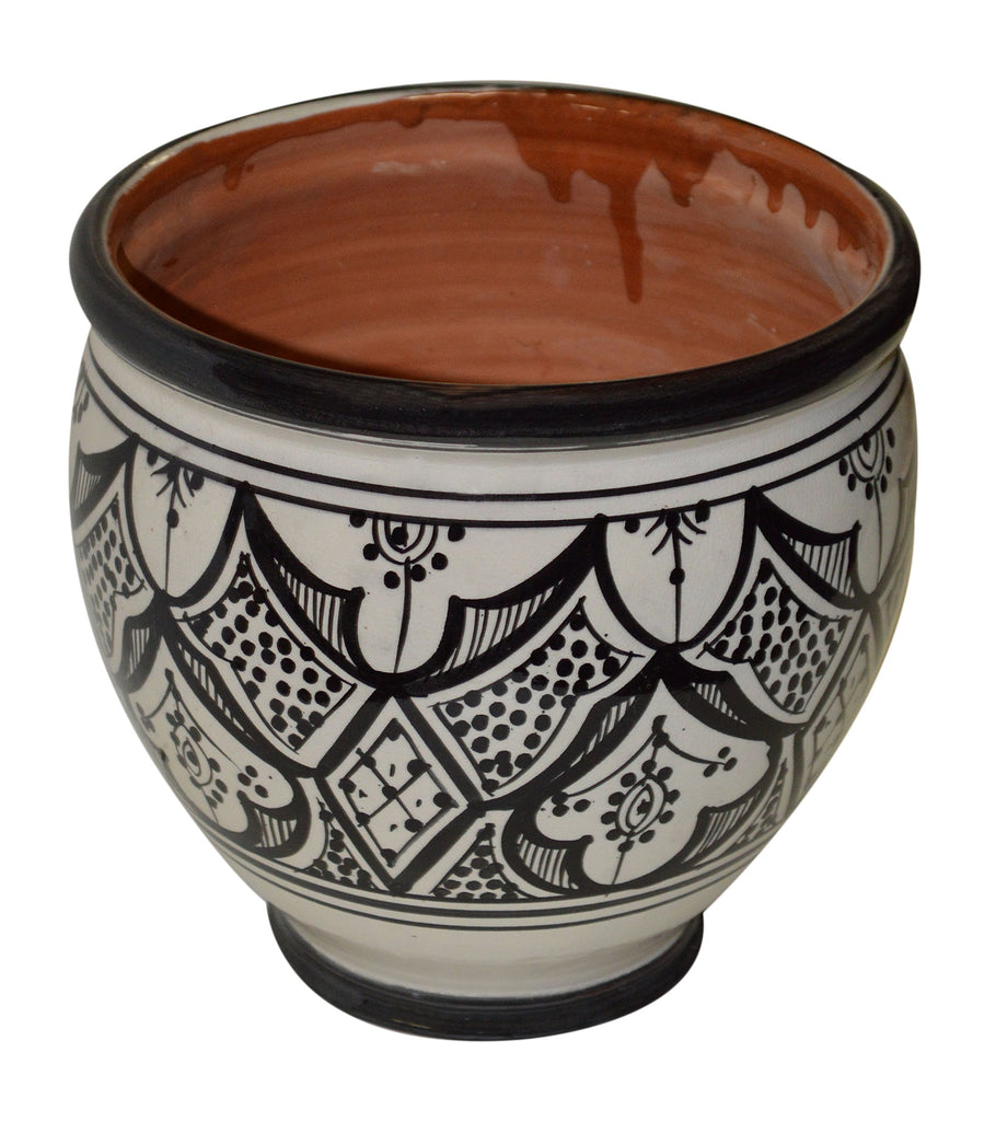 Handmade Ceramic Flower Pot Moroccan Indoor Outdoor Mediterranean Spanish Style Garden Drain Hole Planter White &