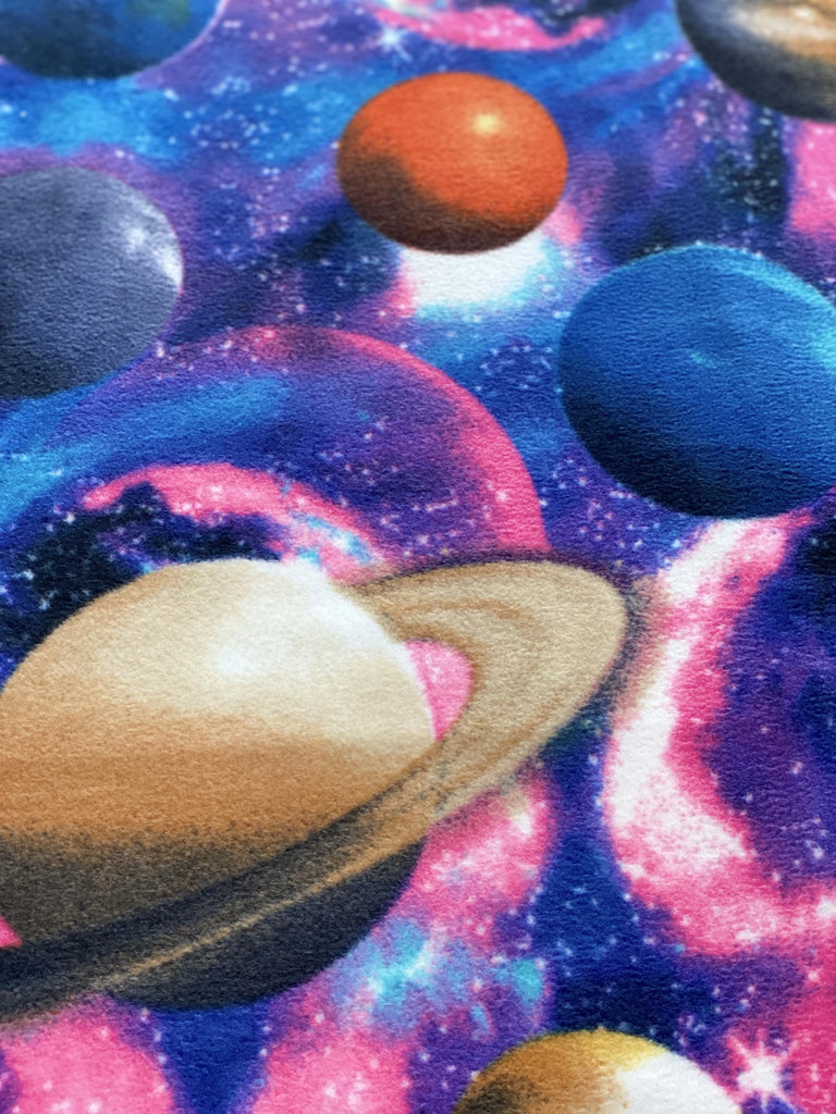 Universe of Planets Anti-Pill Premium Fleece Fabric By The Yard