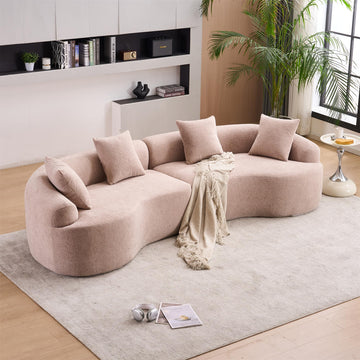 110" Curved Chenille Boneless Modular Sectional, High-Density Sleeper Couch, Lounge (Dusty Pink)