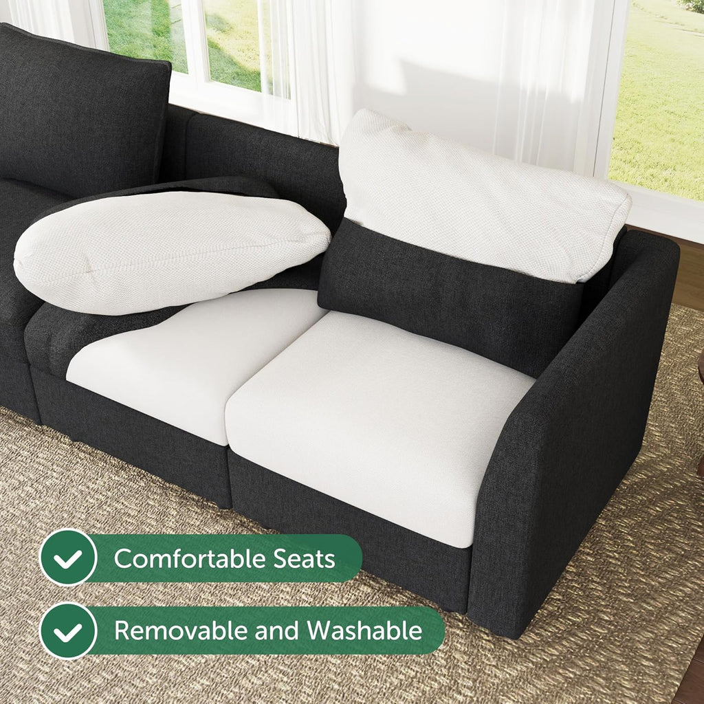 Modular Sectional Sofa L Shaped Sectional Couch with Storage, Convertible Couches - Linen Grey