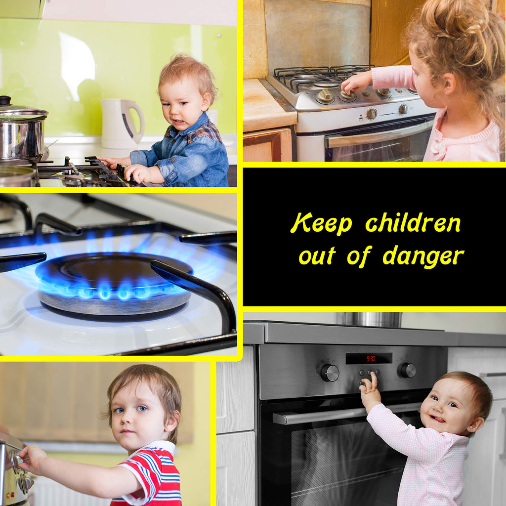 6 Pack Clear Stove Knob Safety Covers - Protect Little Kids with A Child Proof Lock for Oven/Stove Top/Gas Range
