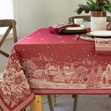 Engineered Jacquard Heavyweight Fabric Table Cloth, Holiday, Winter, and Christmas Tablecloth (Chris