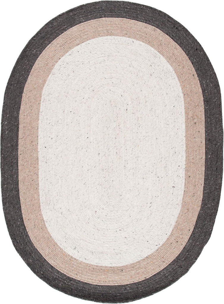 Braided Wool Oval Rug, Farmhouse Charcoal & Ivory BRD903H