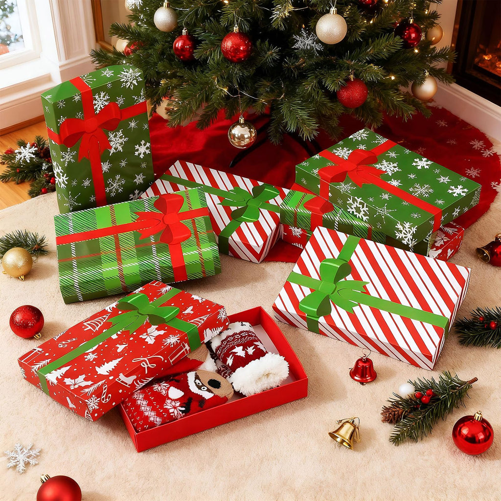 16 Pcs Christmas Gift Boxes with Lids 14 x 9.5 x 2 Inch, Snowflake