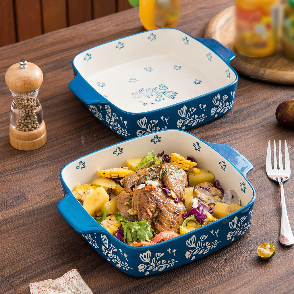 Baking Dish Ceramic Brownie Pan 9x9 Baking Pan Casserole Dish Lasagna Pan Square Rose Bakeware Sets