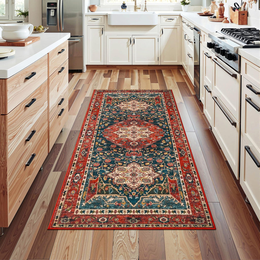 2x6 Rug Runners s, Non Slip Kitchen Washable Long Runner Rugs, Soft Floral Vintage Carpet Runner Bedroom Bathroom