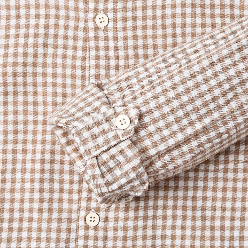 Boys Plaid Button Down Shirt Long Sleeve Lightweight Flannel Checkered Dress Shirts with Chest Pocket Gingham