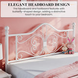 Full Bed Frame with Headboard,Metal Bed Frame with Butterfly Pattern Design Headboard & Footboard,No Box Spring