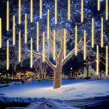 864 LED Christmas Light, Meteor Shower Rain Lights 11.8 Inch 24 Tubes, Waterproof Plug in Falling Rain Lights