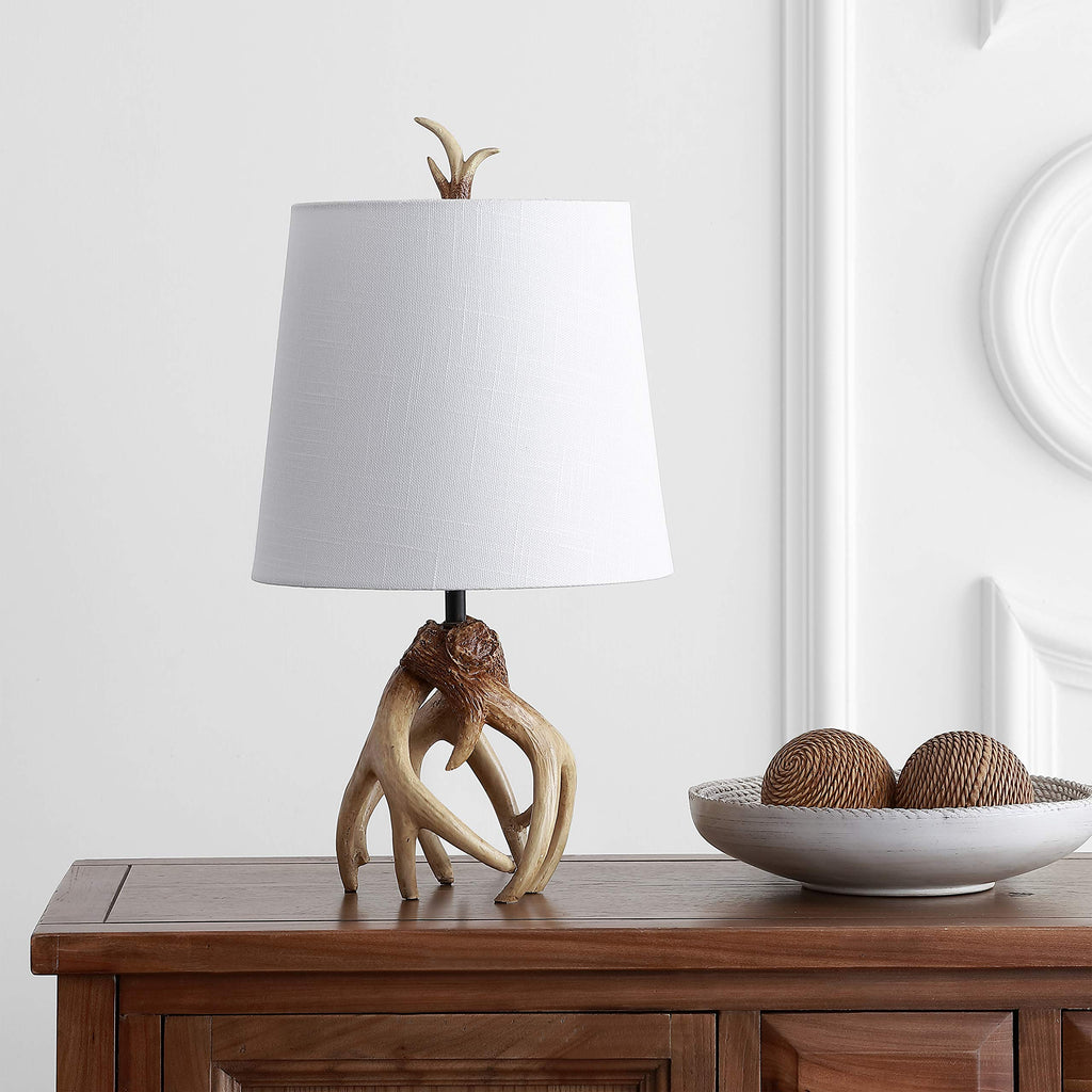 Vermont 19" Antler Resin Bedside Table Lamp, Natural