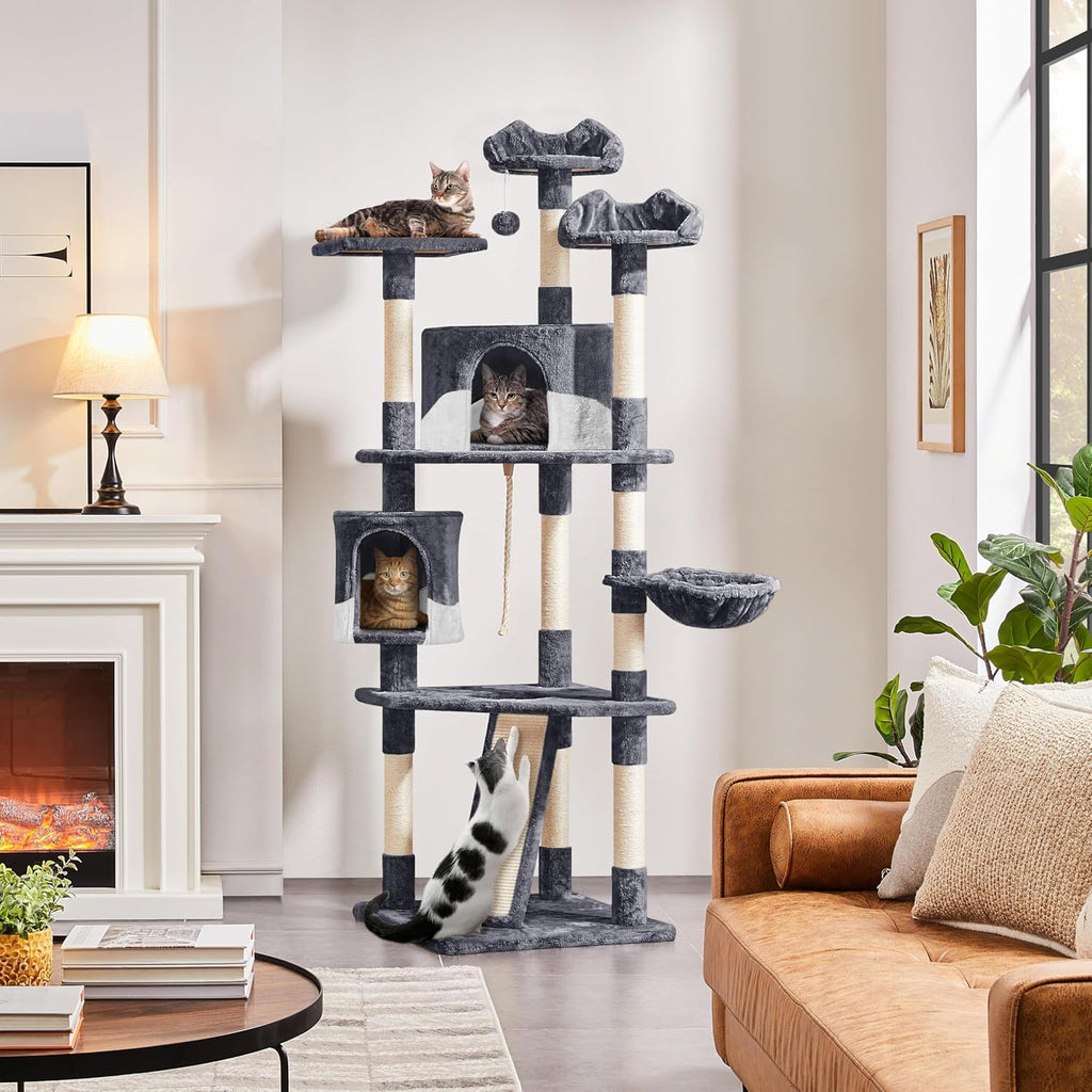 79in Multi-Level Tall Cat Tree for Multiple Cats with sisal Posts
