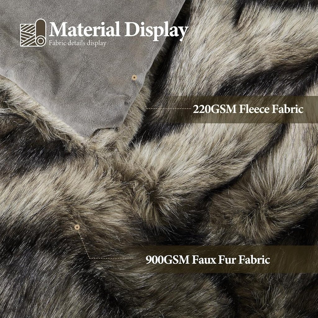 1000GSM Faux Fur Throw Blanket, Super Thick Warm Cozy Heavy Blankets for Couch Bed Sofa, Plush Fuzzy Elegant Soft