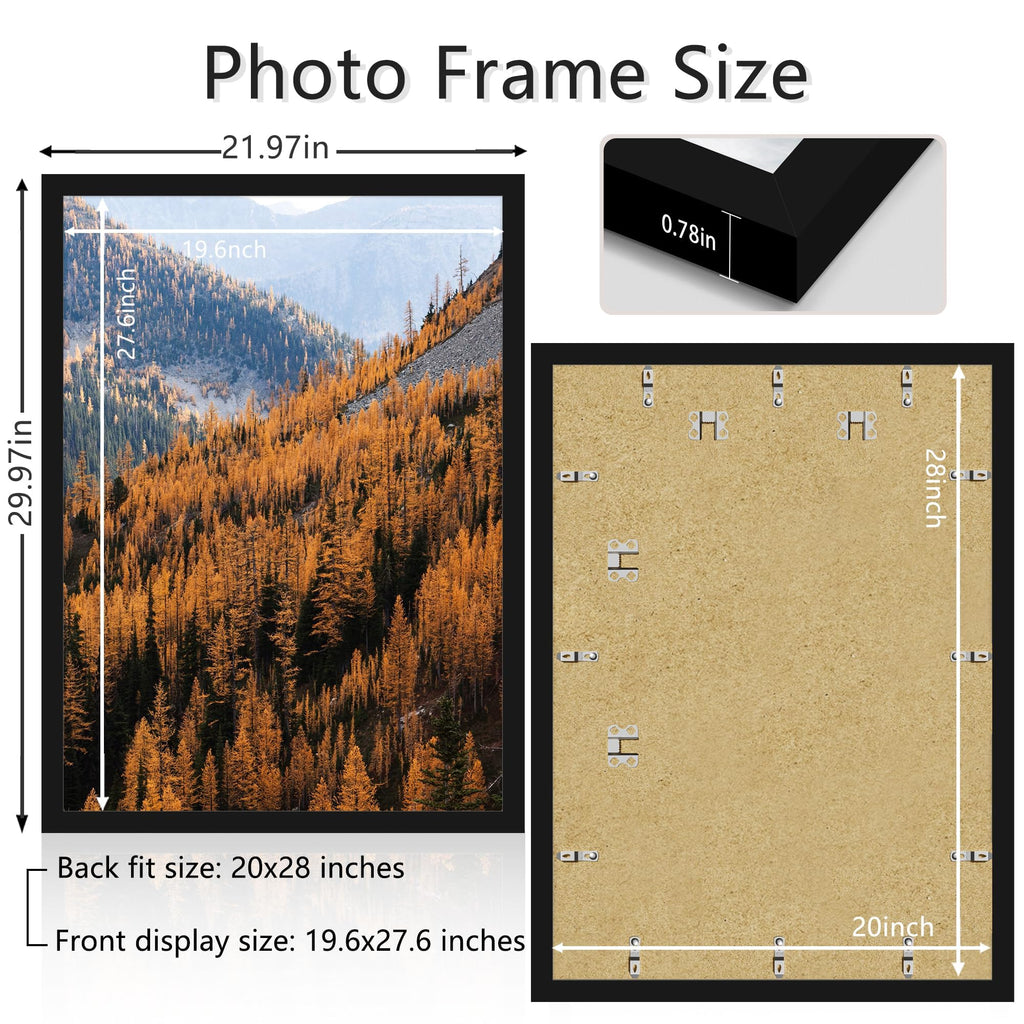 20x28 Picture Frame, Poster Frame for Wall Mounting Display, Black