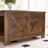 Farmhouse Coffee Table, Wood Square Coffee Tables, 31.5" D x 31.5" W, Rustic Brown