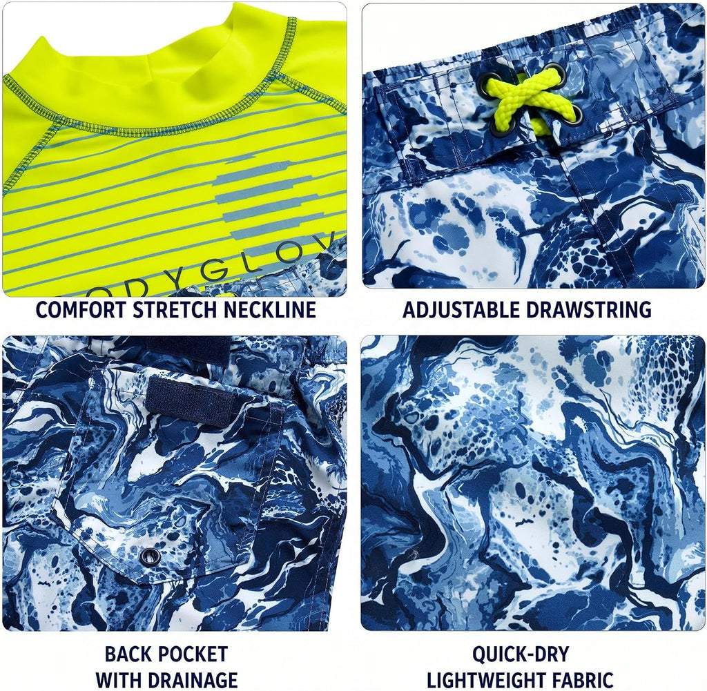 Boys 2 Piece Swim Set Rash Guard & Swim Trunks