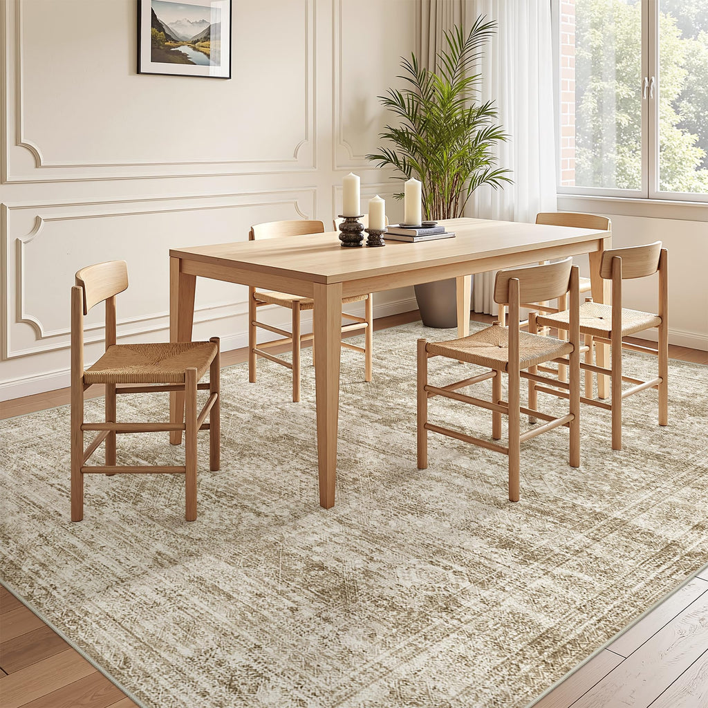 5x7 Area Rugs, Large Washable Rug, Brown