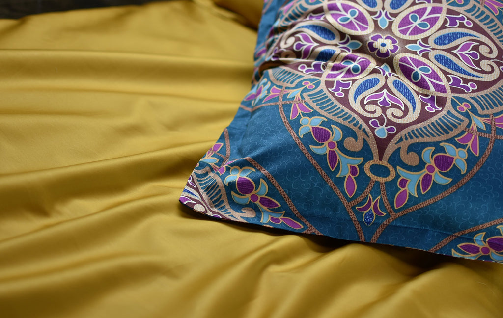 Damask Medallion Duvet Cover, Luxury Paisley Print Bedding Set, 400 Thread Count Egyptian Cotton (Teal, Queen)