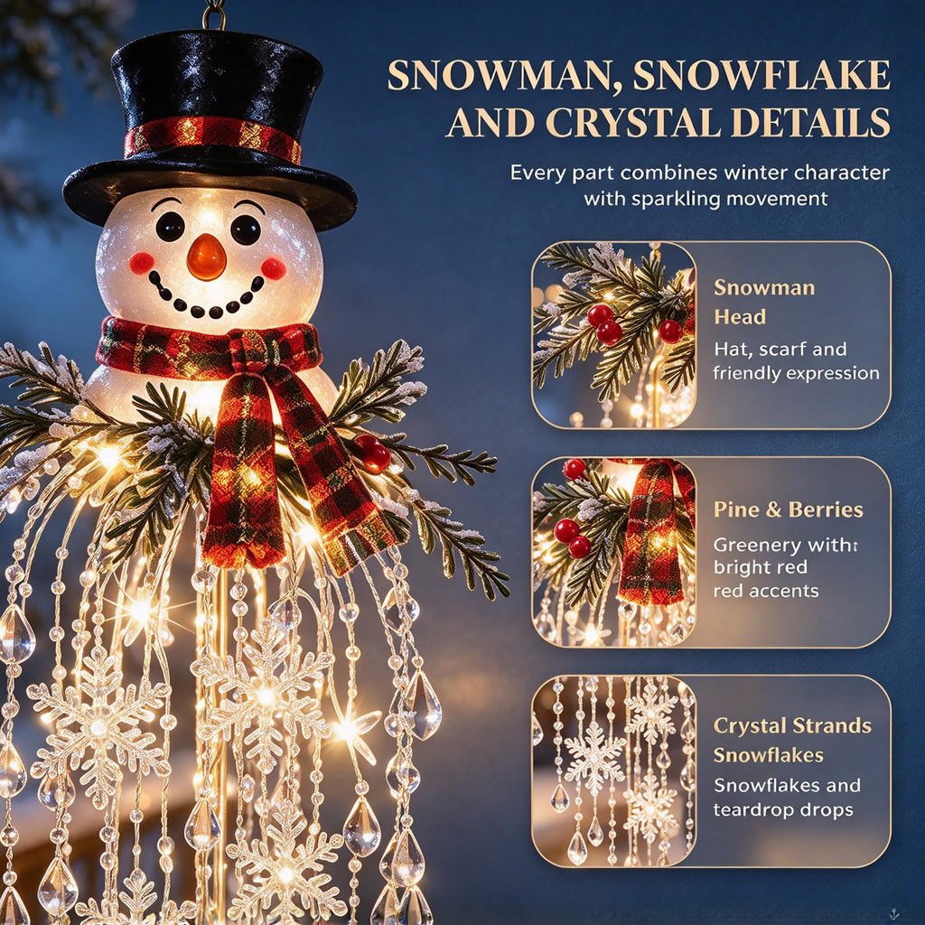 Crystal Cascade Christmas Light - Hanging Snowflake & Crystal LED Porch Decor (D)