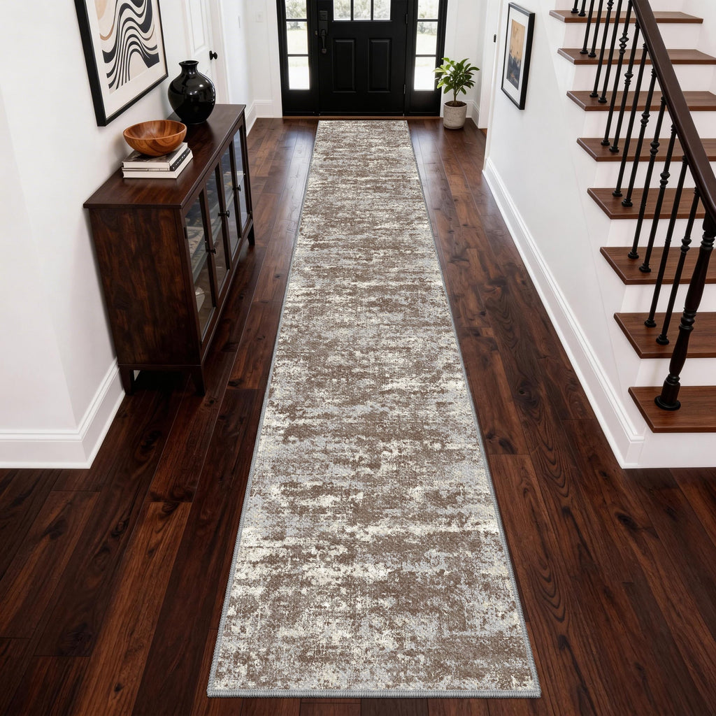 Washable Carpet Runners 18ft-Non Slip Floor Runners for Dogs, Abstract Hallway Runner Rug with ‌Silicone Backing