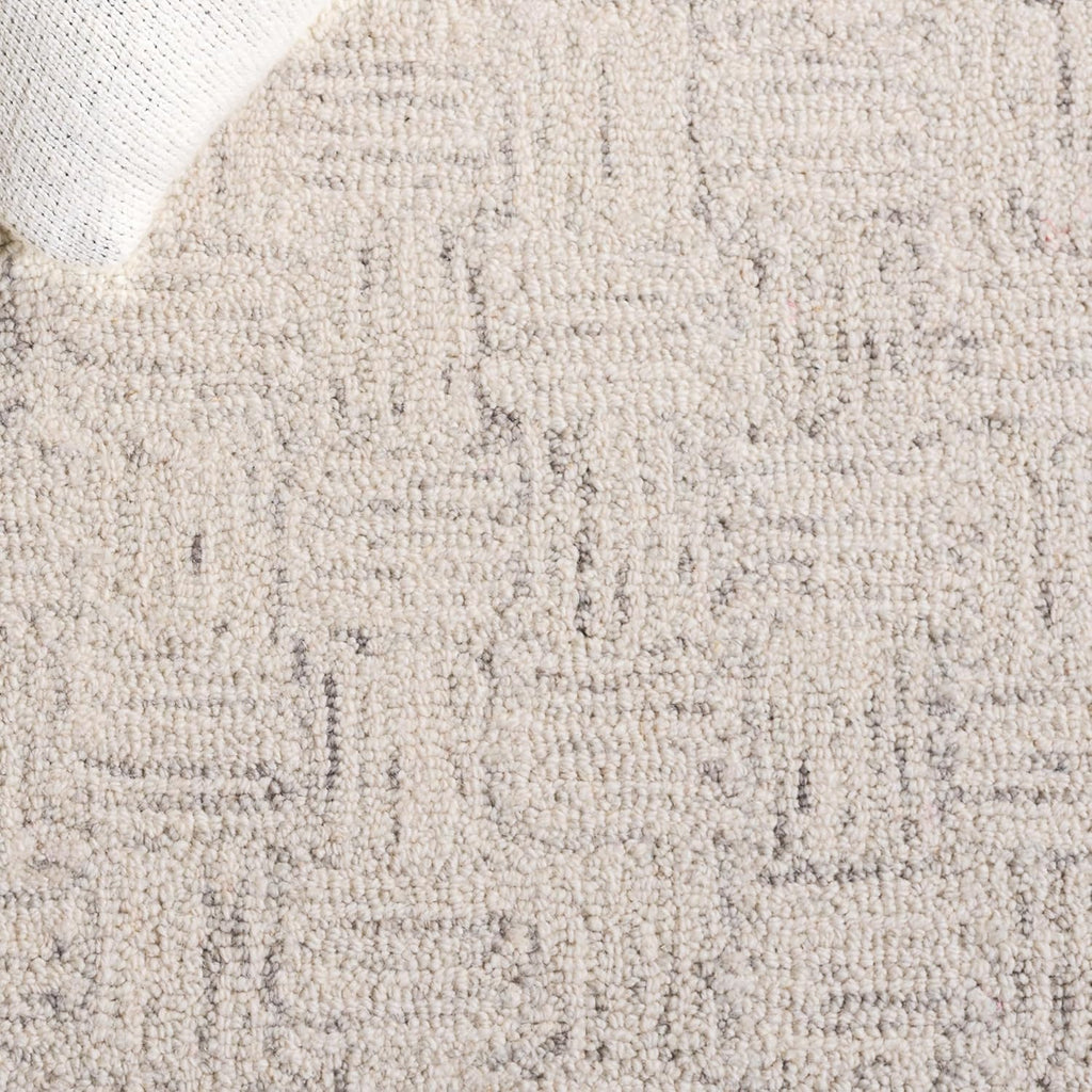 Micro-Loop Area Rug - 9' x 12', Light Grey & Ivory, Handmade Wool