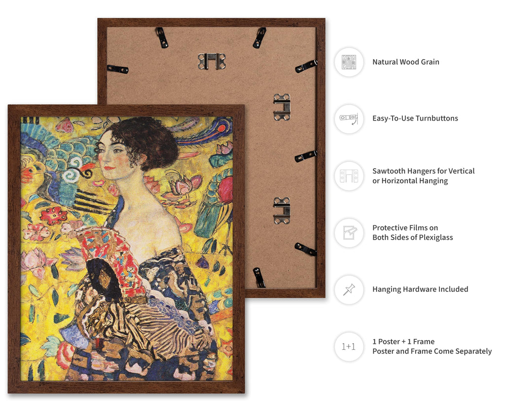 Master Vintage Gustav Klimt Poster - Retro Lady with Fan Print - Lady with Fan Painting Art - Gift for Him & Her