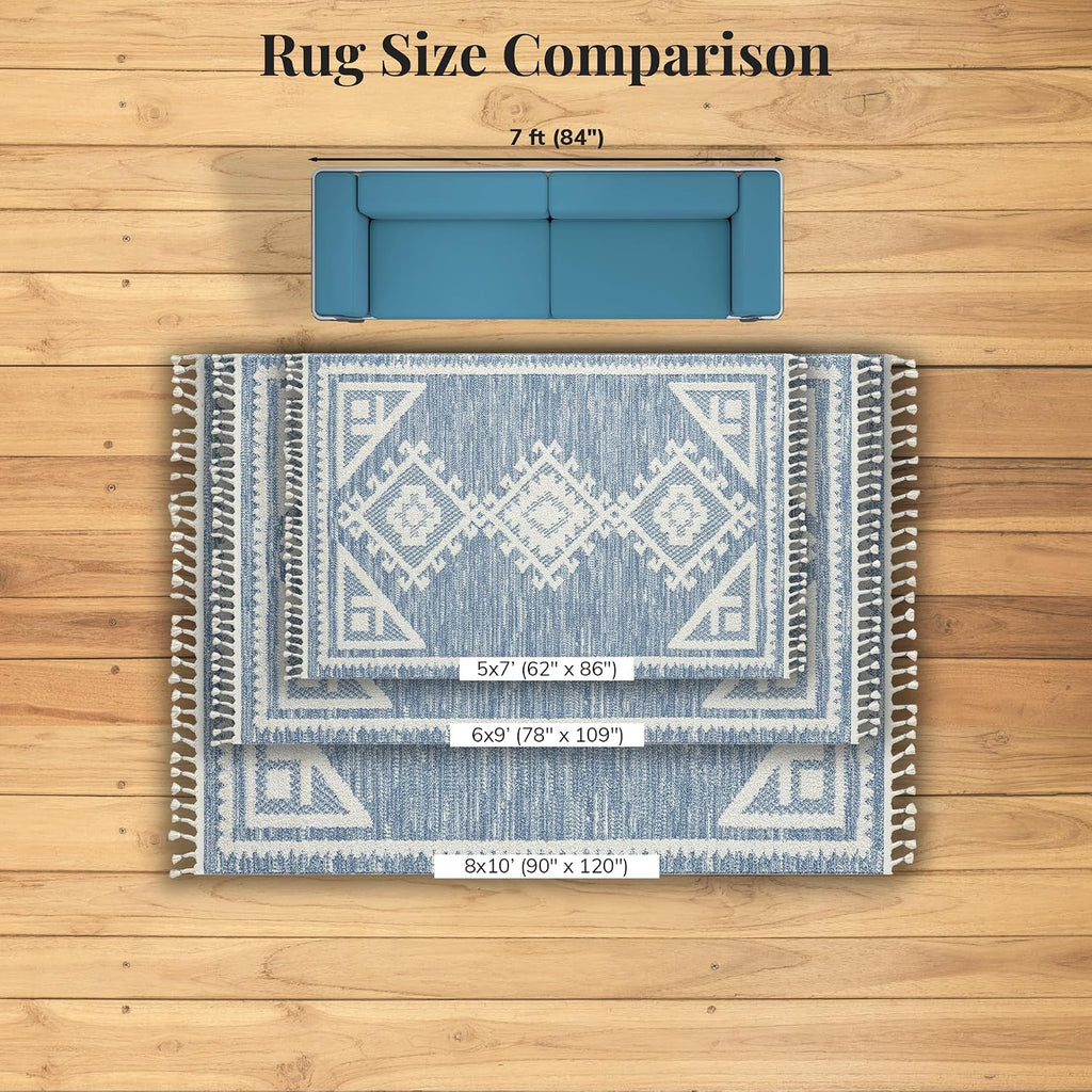 South Western Geometric Area Rug Blue