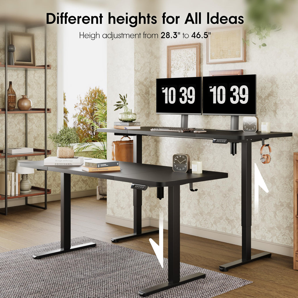 Large Electric Standing Desk 71"x31.5" Height Adjustable, Black
