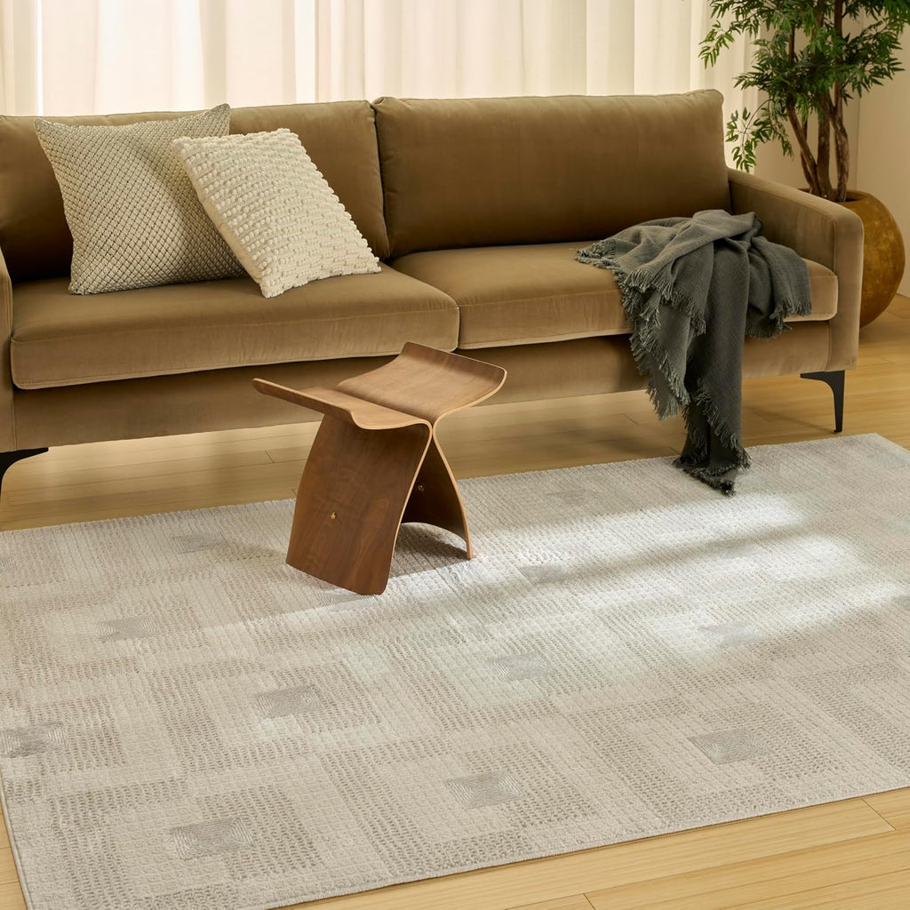 Home Nordic Ivory Beige Area Rug - Easy Clean, Non Shedding, Bed Room, Living Room, Dining Room, Kitchen (4'