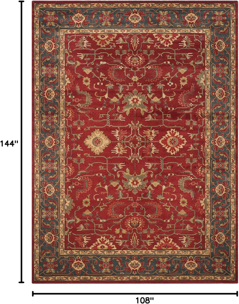 Mahal Area Rug - 9' x 12', Red & Navy, Traditional Oriental Design, Non-Shedding & Easy Care
