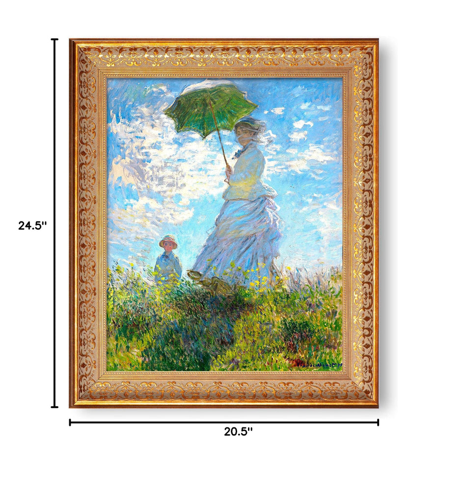 The Walk, Woman with a Parasol (1875) by Claude Monet Framed Size:24.5x20.5 inches, Image Size:20x16 inches World